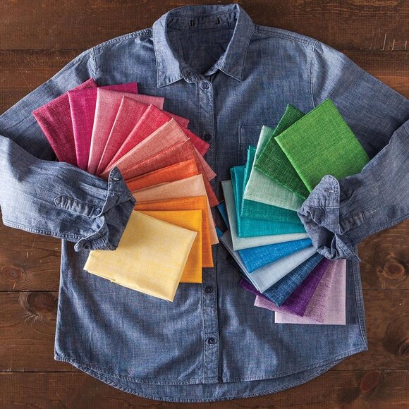 40 pcs 10x10 inch Chambray Tonal Cotton Fabric Squares Quilt Bundle - Picture 4 of 4